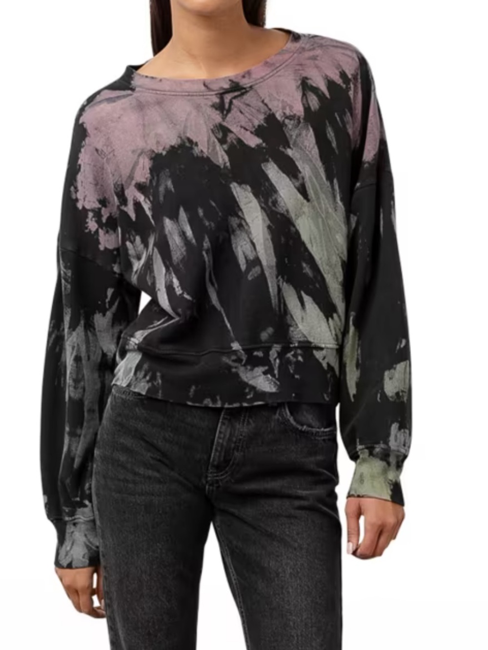 Rails Pink and Black Tie-Dye Crewneck Sweater